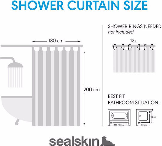 Sealskin Shower Curtain 180x200cm Off-White