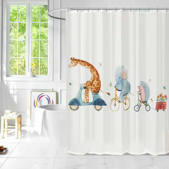 Lino Home Familio Κουρτίνα Μπάνιου Υφασμάτινη 180x200cm Μπεζ