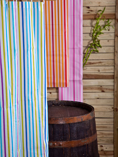 Palamaiki Stripes Κουρτίνα Μπάνιου 180x200cm Ροζ - red