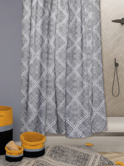 Palamaiki Tiles Shower Curtain Fabric 180x200cm Grey 9-200821-005