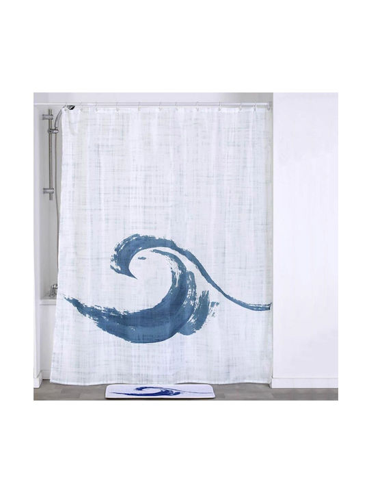 Atmosphera Manureva Wave Fabric Shower Curtain 180x200cm White