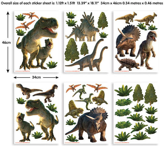 Walltastic Детска стикерна за стена Стена Dinosaur Land Decor Kit 51бр