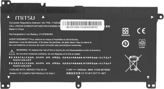 Mitsu Compatible Battery for HP Pavilion / Stream HP Pavilion X360 13-U101NW, 13T-U100, 13-U117NA with 3400mAh