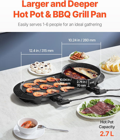 Vevor Teppanyaki Grilling Plate with Adjustable Thermostat 2200W