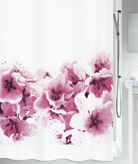 Spirella Amanda Duschvorhang Stoff 180x200cm White Pink Spirella Amanda Duschvorhang Stoff 180x200cm White Pink
