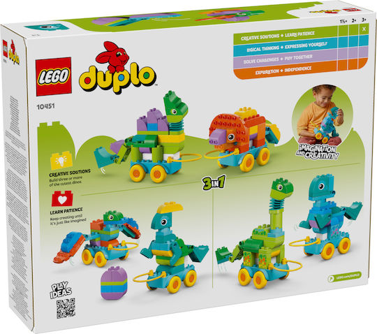 LEGO Duplo 3in1 Dinozauri pe Roți pentru 3+ Ani 108 Bucăți