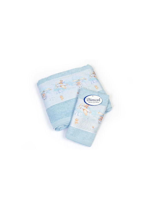 Dimcol Σετ Βρεφικές Πετσέτες 2τμχ Sky Blue Βάρους 400gr/m²