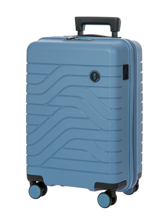 Bric's Milano Cabin Travel Suitcase Hard Grey Blue with 4 Wheels Height 55cm