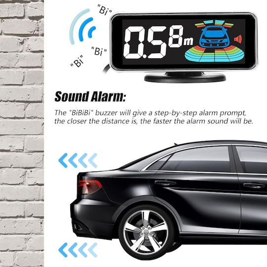 Sistem de Parcare Auto Electro AG cu Ecran / Buzzer și 8 Senzori 22mm în Culoare Roșu
