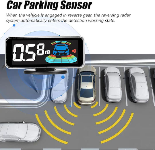 Sistem de Parcare Auto Electro AG cu Ecran / Buzzer și 8 Senzori 22mm în Culoare Roșu