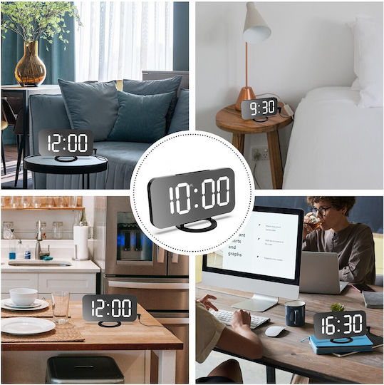 Ceas De Masă Digital Led Din Plastic Cu Ceas Deșteptător Alb