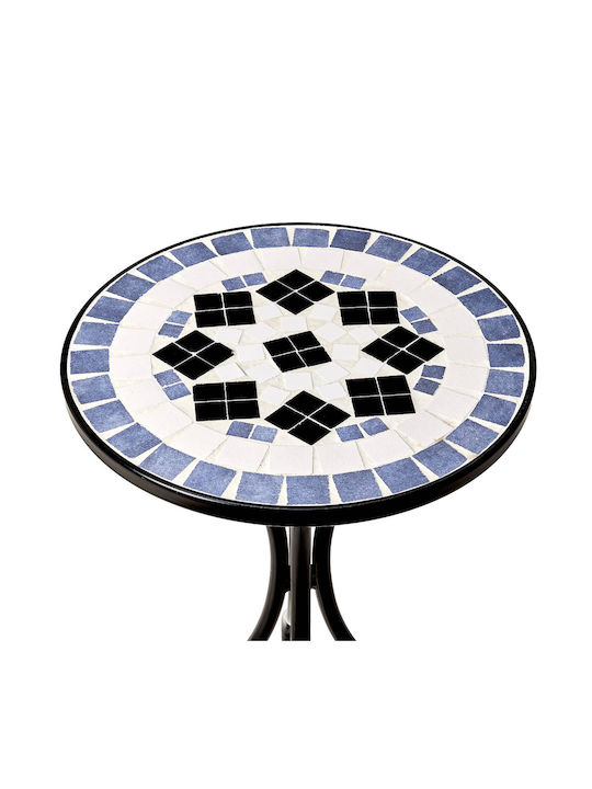 Auxiliary Outdoor Table with Ceramic Surface and Metal Frame Light Blue 35x35x54cm