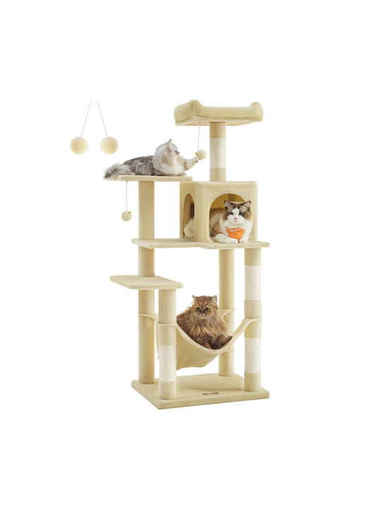 Feandrea Scratching Post Cat Trees Beige 5 levels 55x45x143cm