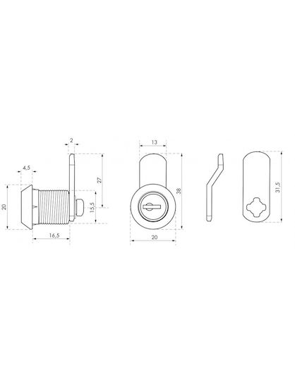 Mailbox Lock Φ18.5 X 13.5 mm 2 Keys Thirard 00917935