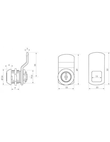 Mailbox Lock Φ19.6 X 13 mm 2 Plates 2 Keys Thirard 00917931