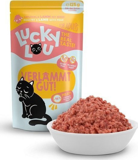 Lucky Lou Υγρή Τροφή για Ενήλικες Γάτες σε Φακελάκι με Κοτόπουλο, Αρνί, Γαρίδες και Πουλερικά 125gr