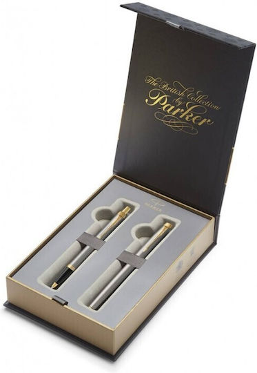 Parker Im Core Bürstenmetall Gt Set Füllfederhalter Kugelschreiber 3501179756271 Federn Mittel