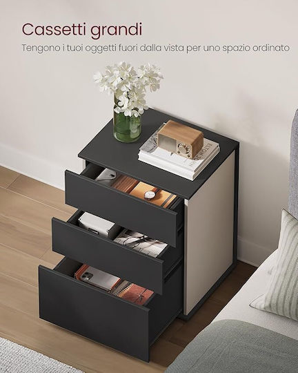 Black Wooden Bedside Table 45x35x58.7cm