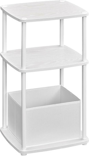 Κομοδίνο με Υφασμάτινη Επένδυση Λευκό 34x30x58cm