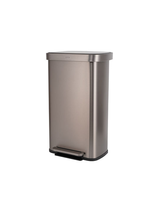 Estia Soft Close Mülleimer aus Inox mit Pedal Silber 70lt