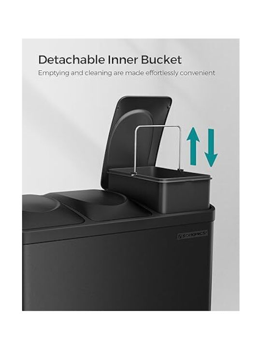 Songmics Triple Recycling Bin 45L Colorful Pedals Removable Bins 60.5x40.5x48.5cm Ltb45b