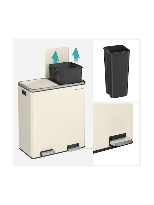 Songmics Two-Tone Trash Bin 60L Soft Close Pedal 58.5x36x65cm Ltb060a01