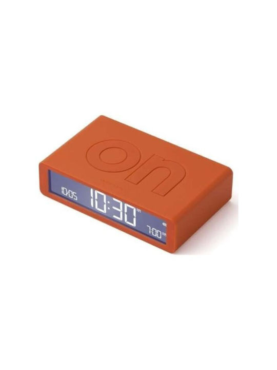Lexon Flip Digital Tabletop Clock LCD Plastic with Alarm Orange