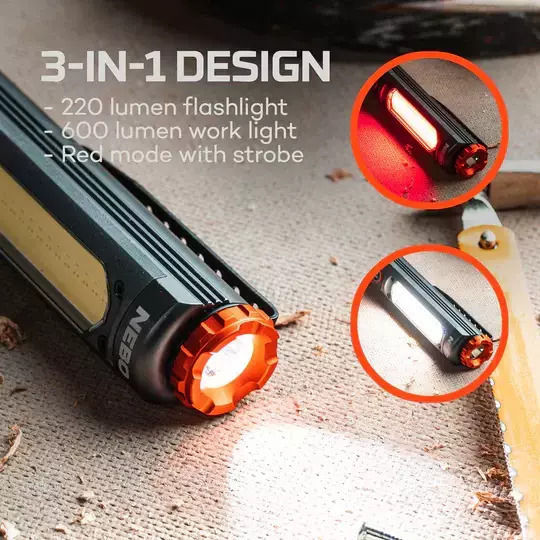 Nebo Pro Φακός Συνεργείου Επαναφορτιζόμενος LED IPX7 με Φωτεινότητα έως 600lm