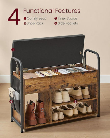 Fabric Shoe Organizer Brown 80.6x30x62.5cm