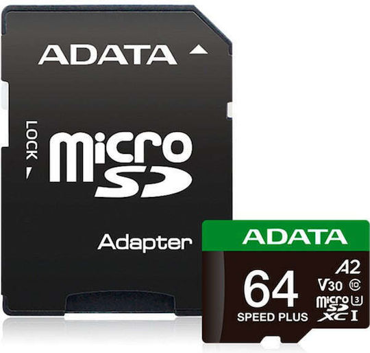 Adata microSDXC 64GB U3 V30 A2 UHS-I 100MB/s With Adapter
