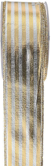 Loneta Ribbon Foil Stripes Silver-Gold 5.5 Cm X 9 M Gold