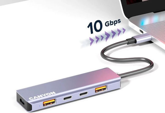 Canyon Hub 5 Θυρών USB 3.2 με σύνδεση USB-C Γκρι