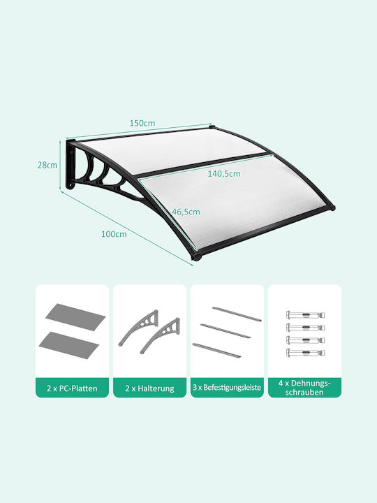Costway Πολυκαρβονικό Στέγαστρο Π150xΒ100cm
