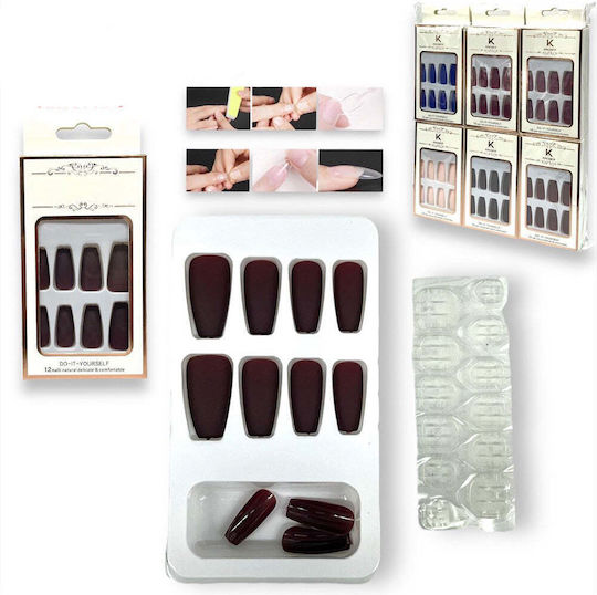 Artificial Nail Tips in Pink Color 12pcs K-10466