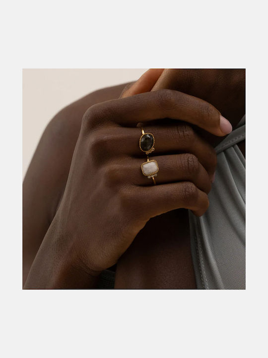 AEC Paris Damen Ring mit Zirkonia aus Stahl Vergoldet