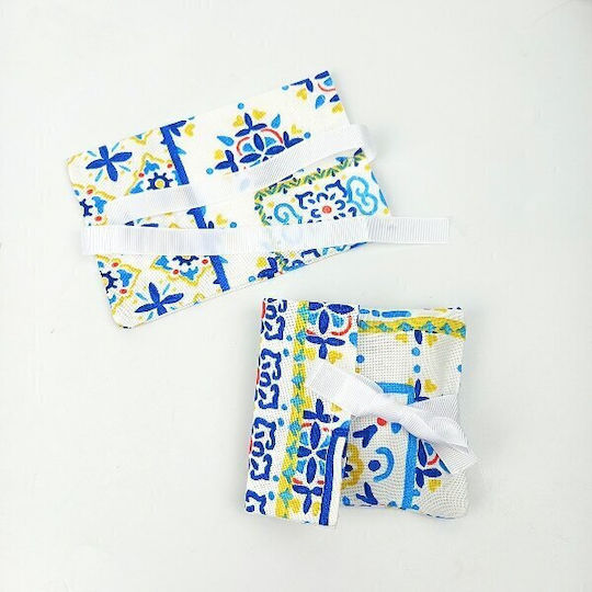 Beutelband 12x17cm Set/3 Mediterranes Blau Azulejo