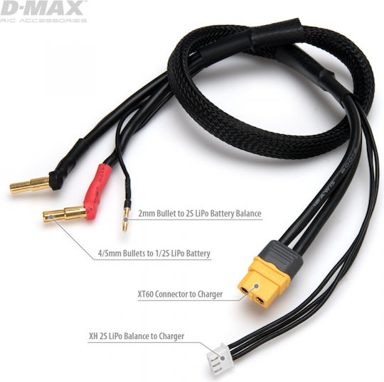 Dynomax Ladekabel 4/5mm 2s Auto Lipo zu Xt60 12awg 500mm B9670 Dynomax