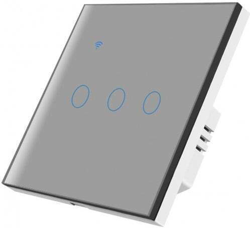 Încastrat Comutator de Perete Wi-Fi Iluminat Argintiu