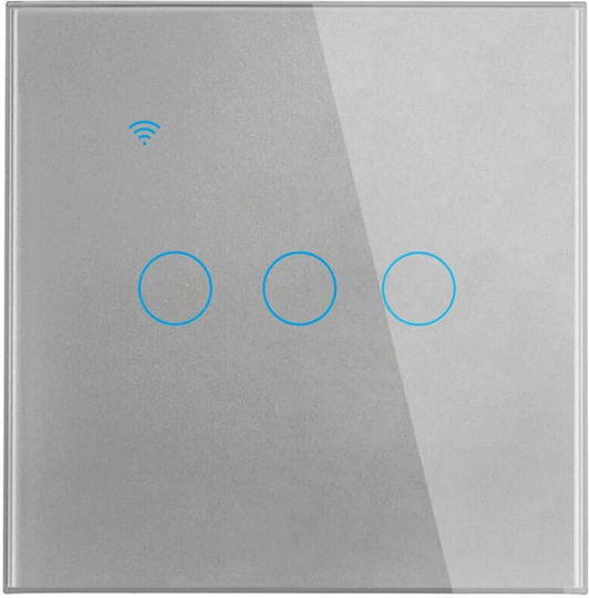 Încastrat Comutator de Perete Wi-Fi Iluminat Argintiu