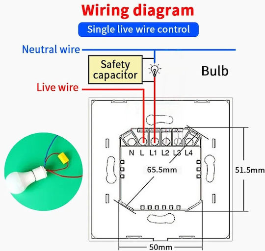 Comutator de Perete Wi-Fi Alb