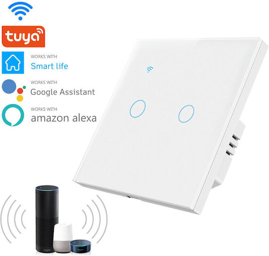 Încastrat Comutator de Perete Wi-Fi Iluminat Alb