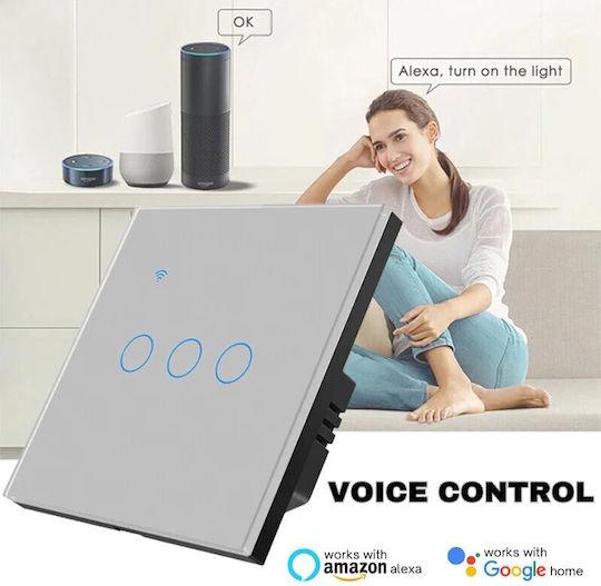 Încastrat Comutator de Perete Wi-Fi Argintiu
