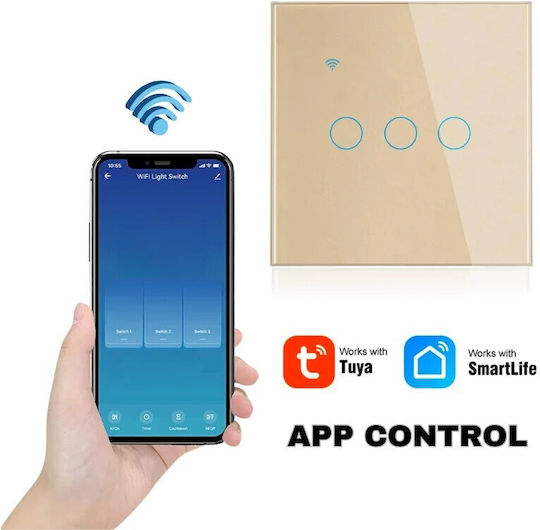 Încastrat Comutator de Perete Wi-Fi Comenzi Auriu