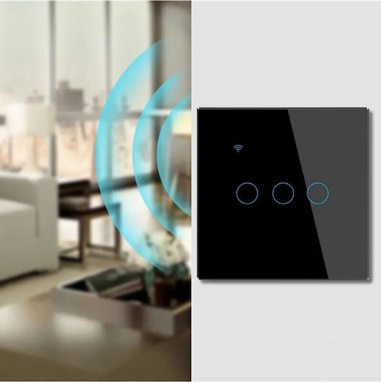Comutator de Perete Wi-Fi Negru
