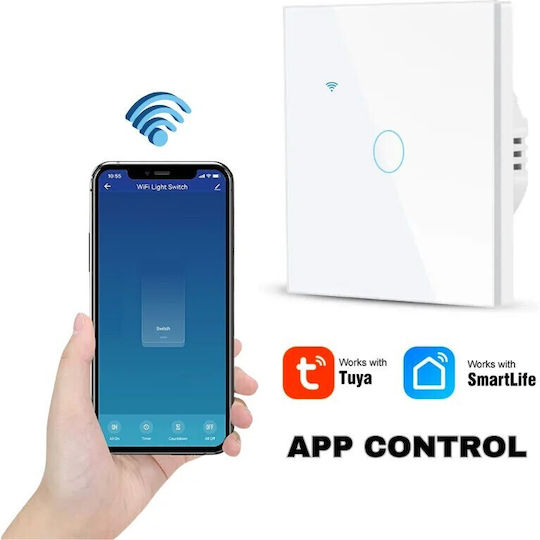 Comutator de Perete Wi-Fi Alb