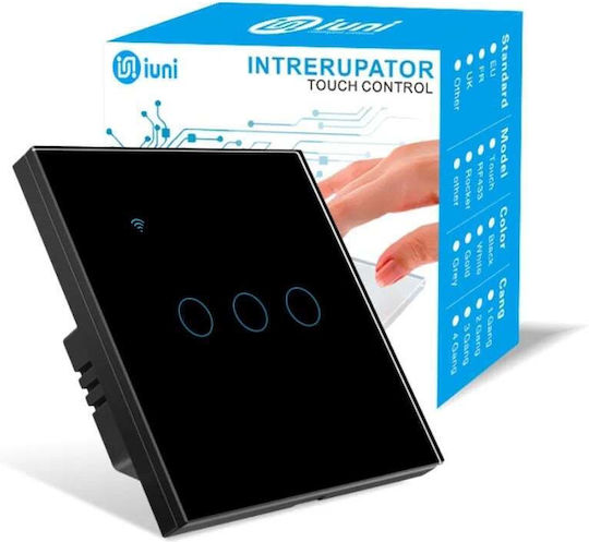 Comutator de Perete Wi-Fi Negru