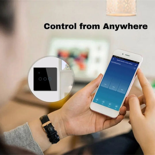 Comutator de Perete Wi-Fi Negru