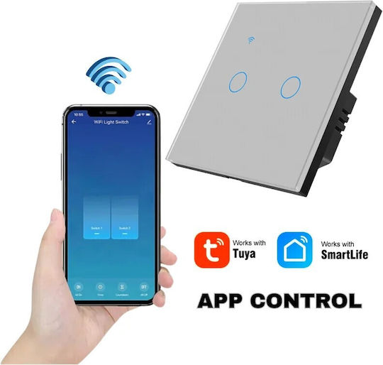 Încastrat Comutator de Perete Wi-Fi Argintiu