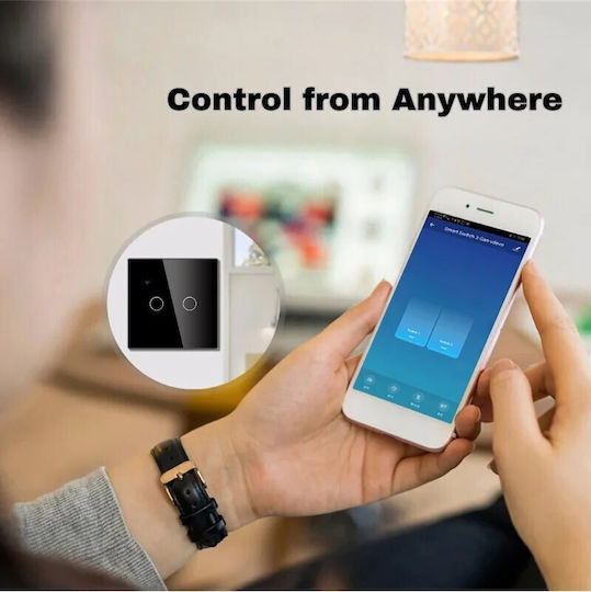 Comutator De Perete Tactil Wi-Fi Comenzi Negru