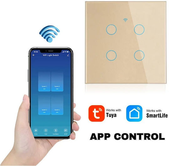 Încastrat Comutator de Perete Wi-Fi Auriu